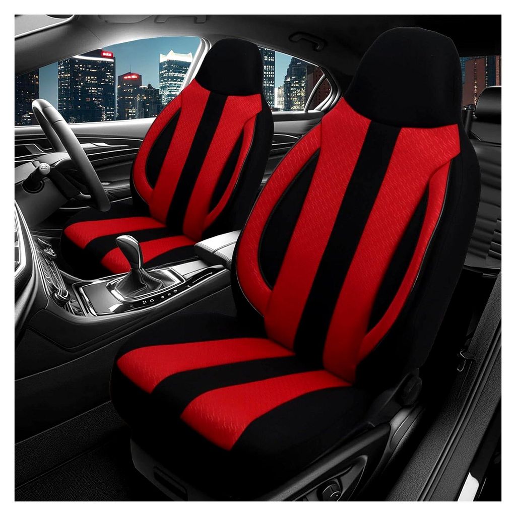 Sitzbezüge passend für FIAT 500 | Farbe: Schwarz-Rot | Model: Prime Pilot | Autositzbezüge | Sitzschoner | Schonbezüge | ZENO502