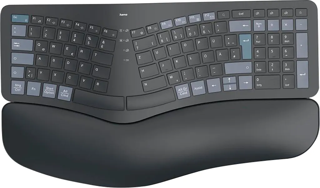 Clavier ergonomique Hama WK-900 Ergo contre les douleurs aux poignets