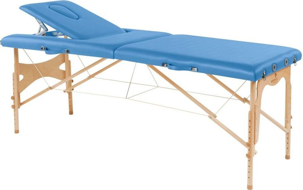 Behandlungsliege, Massageliege, Liege klappbar, mobil, Höhe 57-85 cm, aus Holz, Farbe:41 weiß