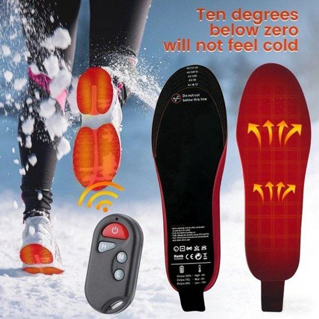 Elektrisch verwarmde inlegzolen, draadloze Bedienung, geschikt für Hüftgelenke, warme Inlegzolen für Winter-Skiing, kleiner Größe