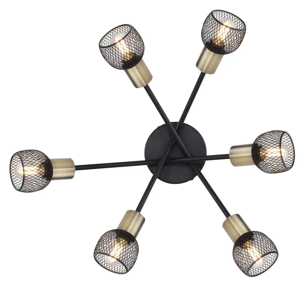 Plafonnier Globo Lighting en métal noir mat et tressé ø60cm 6xE14