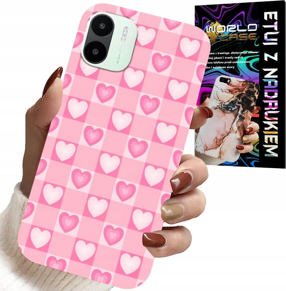 Fall Für Xiaomi Redmi A1 - Herzen Gitter Rosa Fall + Glas