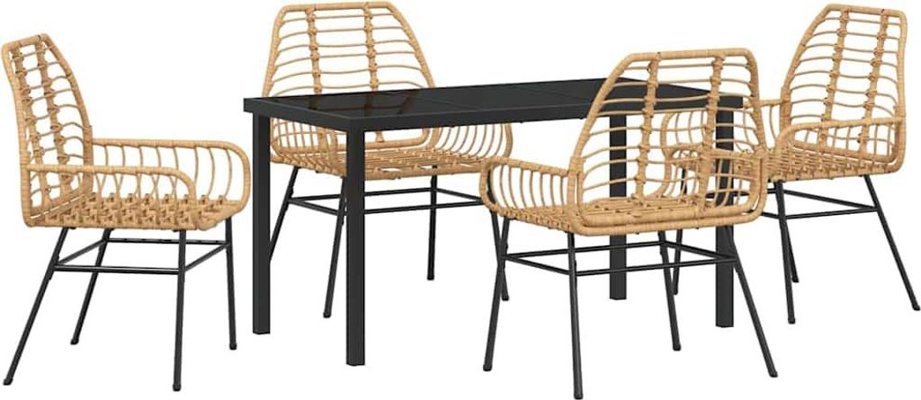 vidaXL Garten Essgruppe 5 pcs Braun Poly-Rattan
