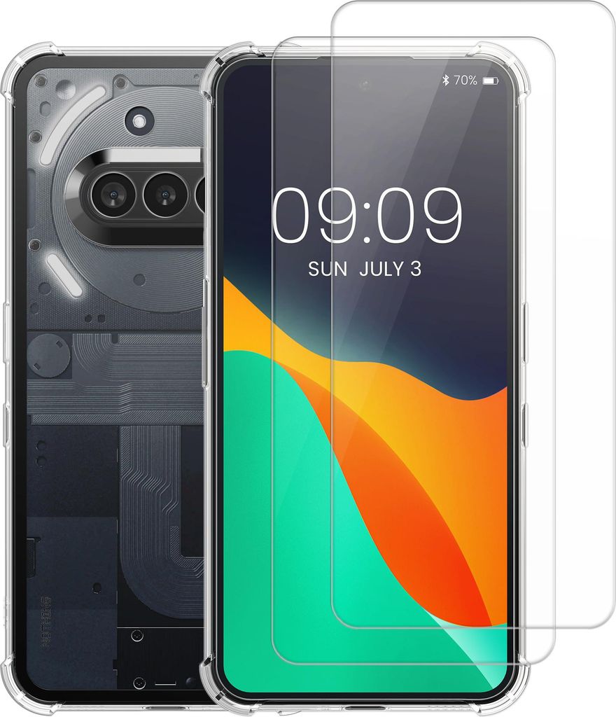 kalibri Hülle kompatibel mit Nothing Phone 3a Case - Handyhülle mit 2x Glas Schutz Folie - Cover Handyhülle in Transparent