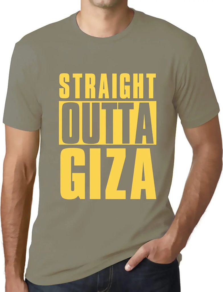 Herren Grafik T-Shirt Direkt aus Gizeh – Straight Outta Giza – Öko-Verantwortlich Vintage Jahrgang Kurzarm Lustige Druck Geburtstag Geschenk Mann