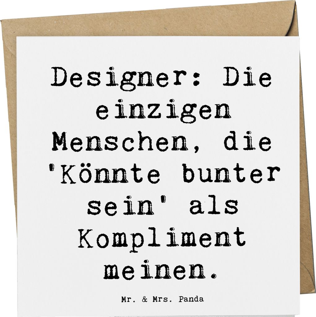 Mr. & Mrs. Panda Glückwunschkarte Spruch Designer Kompliment - Weiß - Geschenk, Berufe, für, doppelkarte, Grafik-Design, Grußkarte, bunter, Ber...