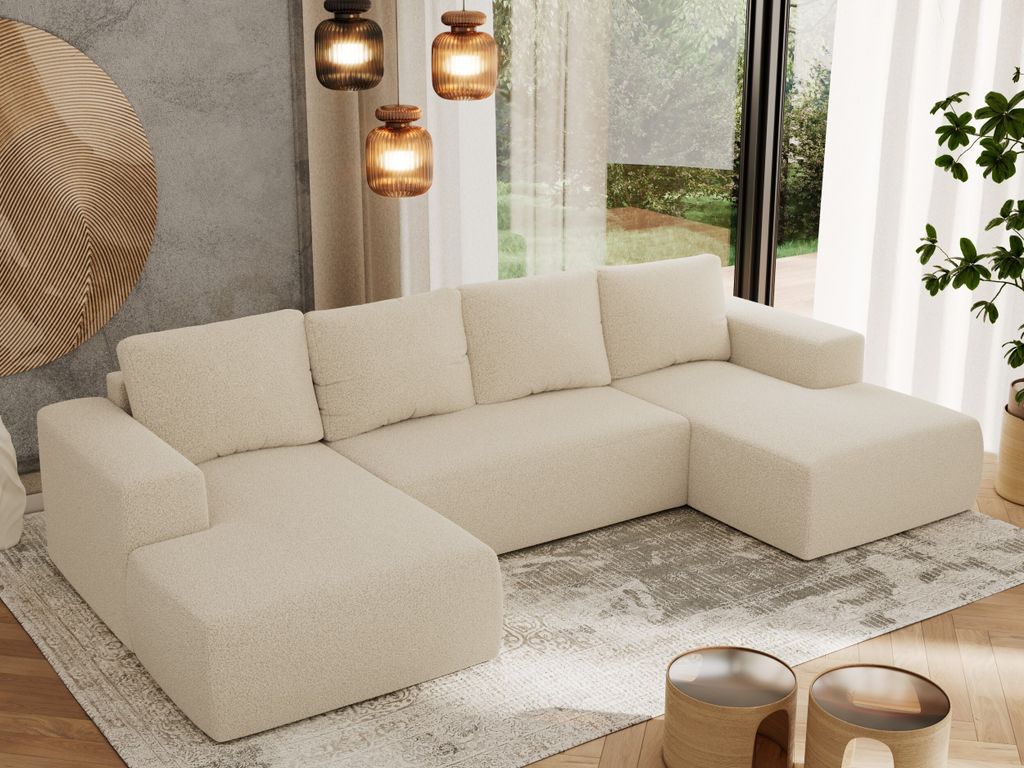 MKS MEBLE Sofa mit Schlaffunktion - Ecksofa mit Schlaffunktion und Bettkasten - Sofa 5 Sitzer - Schlafsofa - Couch - Schlafsofa mit Bettkasten - Tr...
