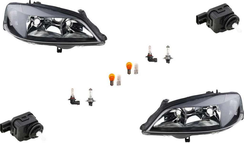 Fari anteriori neri compatibili con Opel Astra G, lato Immagine del prodotto 