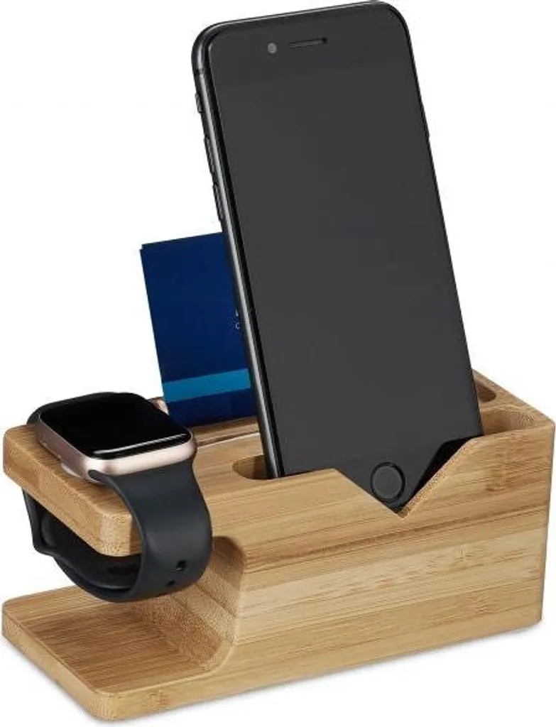 Stazione di Ricarica in Legno per Smartphone e Smartwatch | Eco-Design
