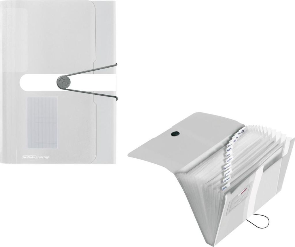 Herlitz Fächermappe A4 PP farbl.trp. 12 Fächer m.Gummizug