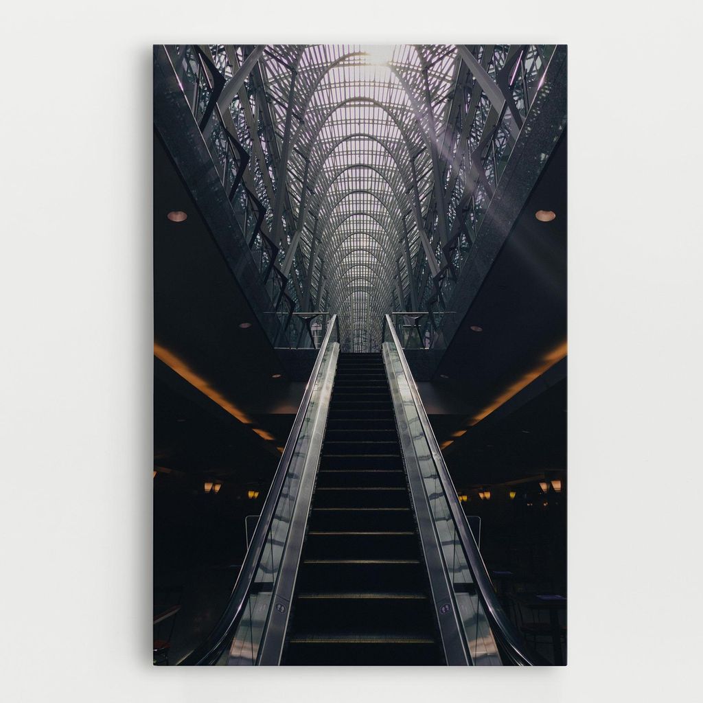 ARTHUB Leinwandbild 50x70 cm, Grey Stairs Building | Wohnzimmerdekoration, Hängende Bilder, Wanddekoration, Heimdekoration, Landschaften, Städt...