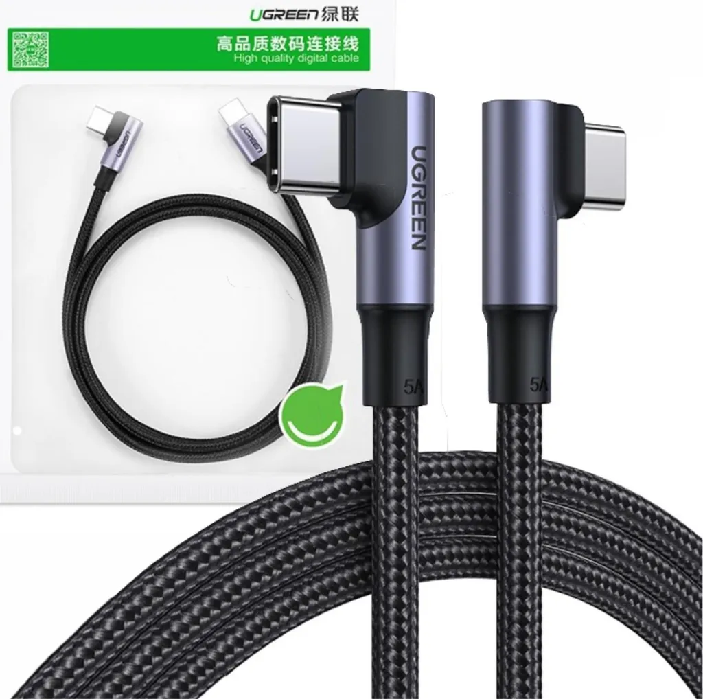 Ugreen Cavo angolare Usb-C a Usb-C Us335, 5A, 100W, 1M (nero)