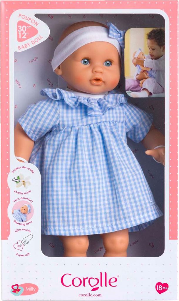 Corolle Babypuppe Calin Milly - Blaue Puppe 30cm für Kinder