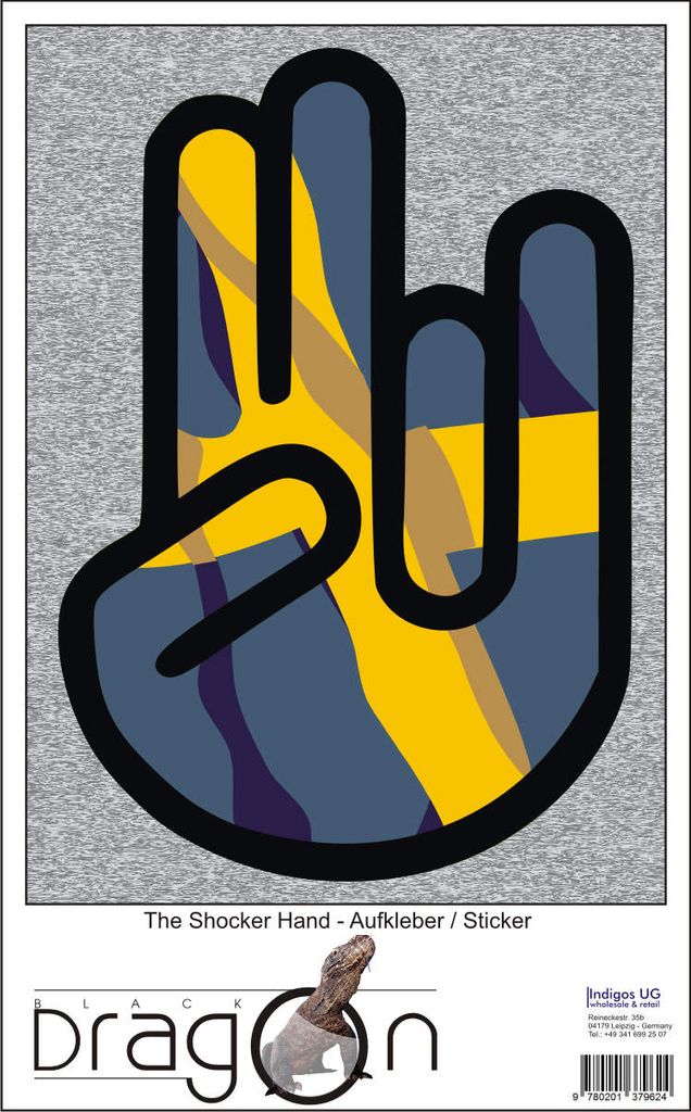 The Shocker Hand Aufkleber Decal Sticker 15cm Autoaufkleber außenklebend schwarzer Umriss mit Fahne Sweden-Schweden