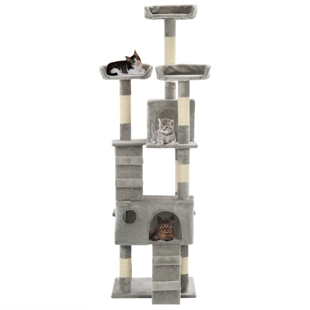 vidaXL Arbre à chat avec griffoirs en sisal 170 cm Gris Image du produit 