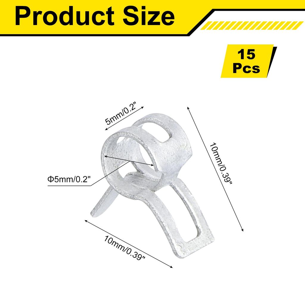 15 Stk. Schlauchschellen, 5mm ID Benzinschlauch Schellen, Kraftstoffleitung Rohrschellen, Wasserleitung Luftschlauch Schlauchschelle Fastener, Silber