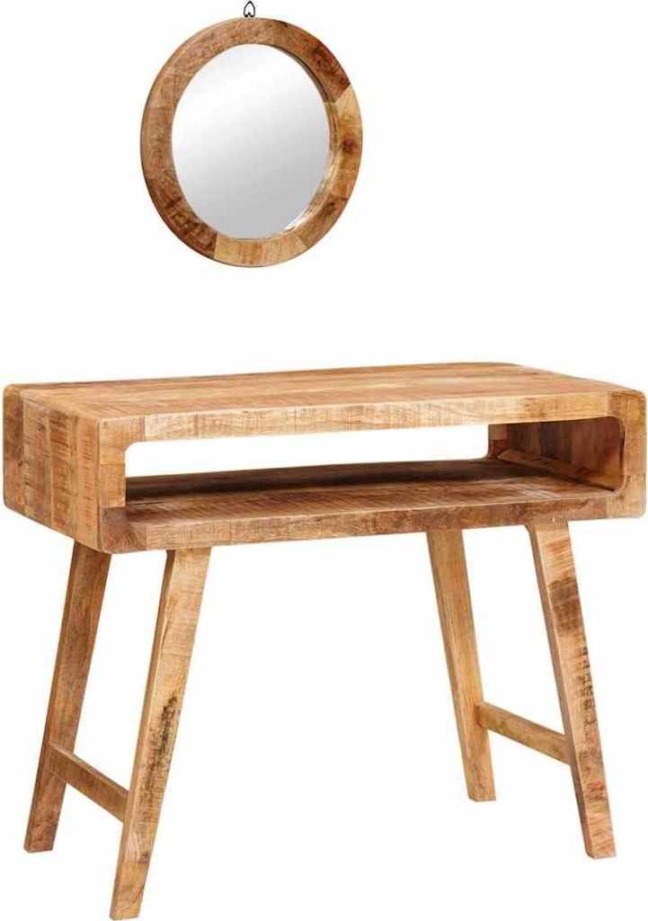 Schminktisch mit Spiegel Braun 90 x 76 x 45 cm Massivholz Mango
