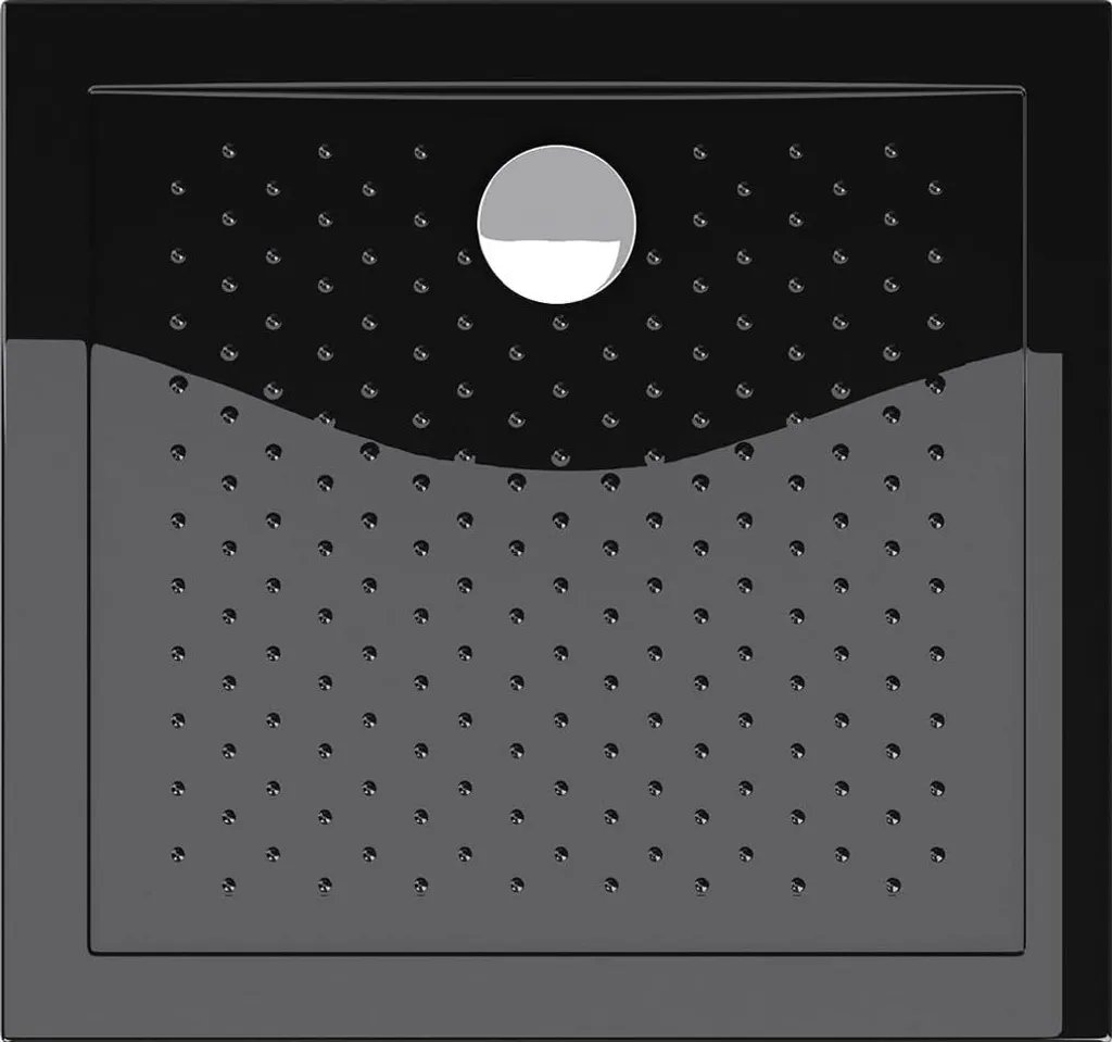 doporro Piatto Doccia Antiscivolo con Piletta 75x80x4cm, Piatto Doccia Lucia02AR in Acrilico incl. Piletta di Scarico (AL02), Forma: Rettangolare, Nero