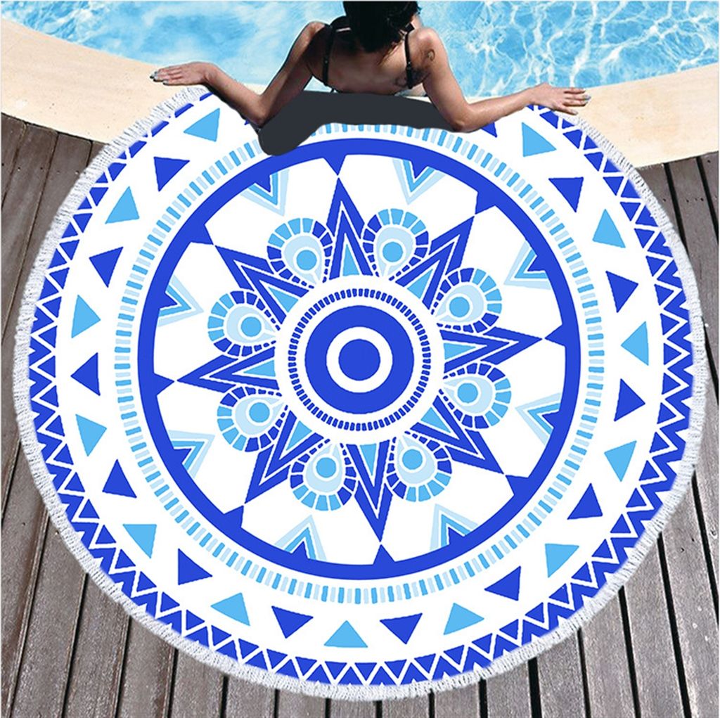 Strandtuch Rund Mandala Blume Strandtucher Saunatuch 150 cm, Bunt