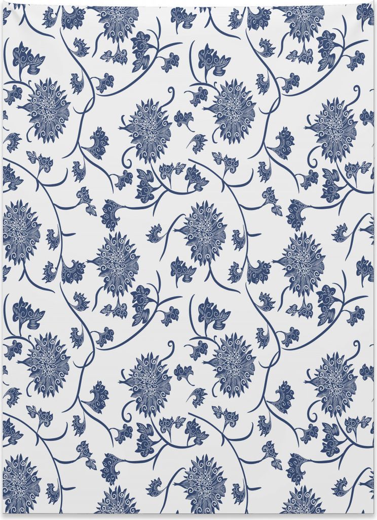 Abakuhaus Blau Wandteppich, Chinesischer Garten traditionell aus Weiches Mikrofaser Stoff Kein Verblassen Klare Farben Waschbar, 110 x 150 cm, Wei...