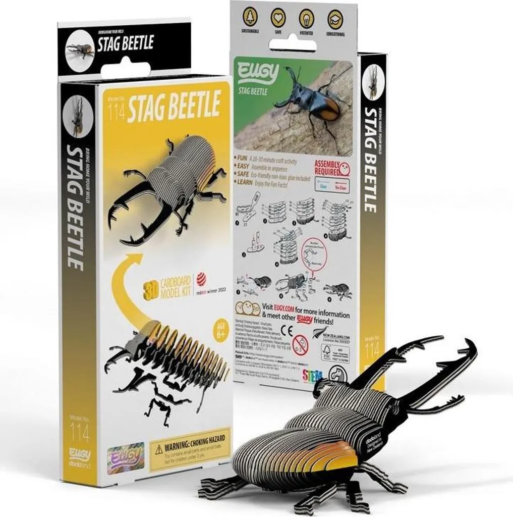 Scarabée Cerf Eugy Jigsaw 3D : Figurine à Construire Biodégradable