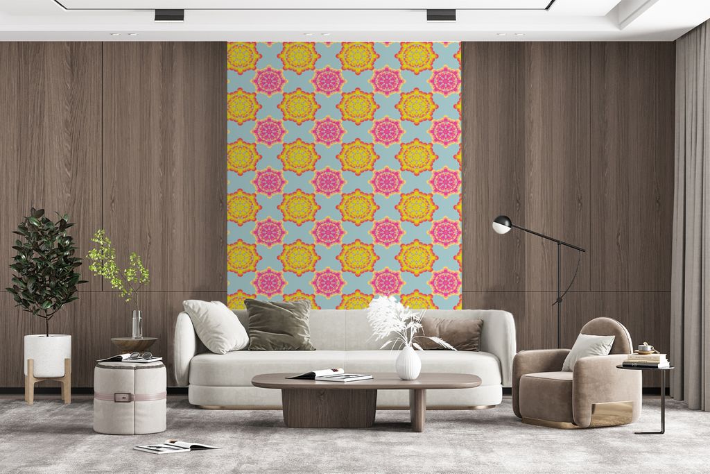 MuchoWow Fototapete für Wohnzimmer oder Schlafzimmer Wandtapete Vinyl Motivtapete Flower Power - Design - Hippie - 200x300 cm - Wanddekorationen