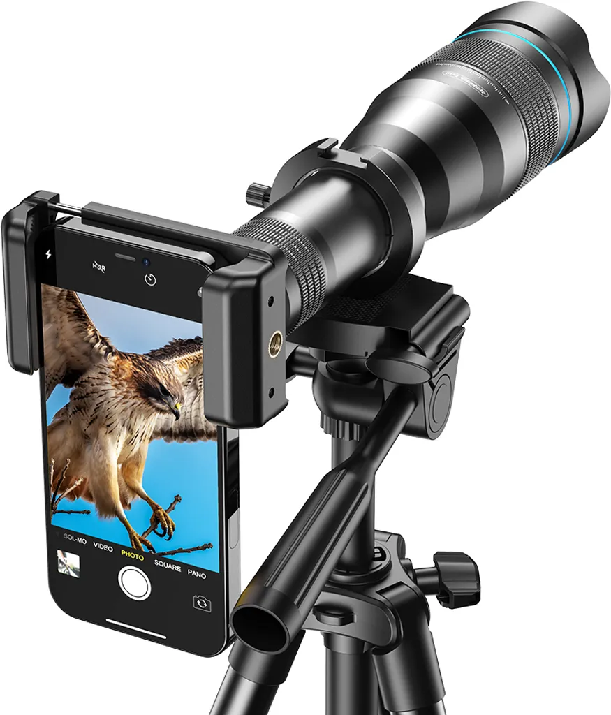 Téléobjectif pour photographie animalière 60X HD avec son support