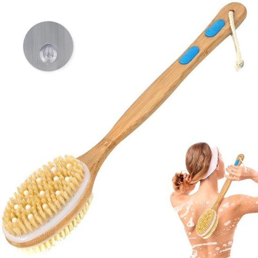 Brosse pour le corps double face poils naturels avec crochet intégré
