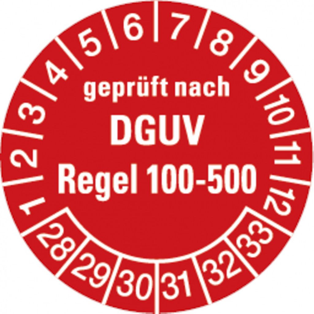 Dreifke Prüfplakette nach DGUV Regel 100- 500 ab 28 rot - 30 mm Foli...