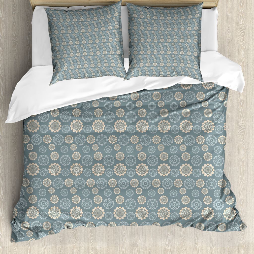 ABAKUHAUS Dusty Blau Bettbezug Set für Einzelbetten, abstrakte Blume, Milbensicher Allergiker geeignet mit Kissenbezug, 155 cm x 220 cm - 80 x 80 ...