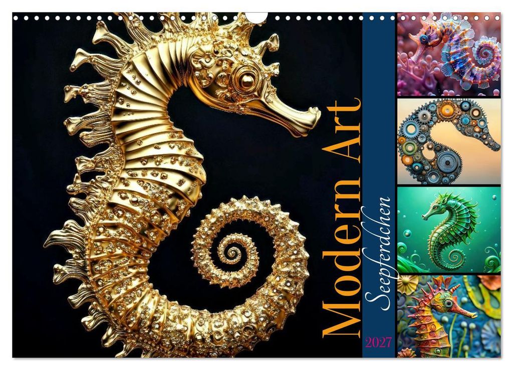 Seepferdchen - Modern Art (Wandkalender 2027 DIN A3 quer), CALVENDO Monatskalender