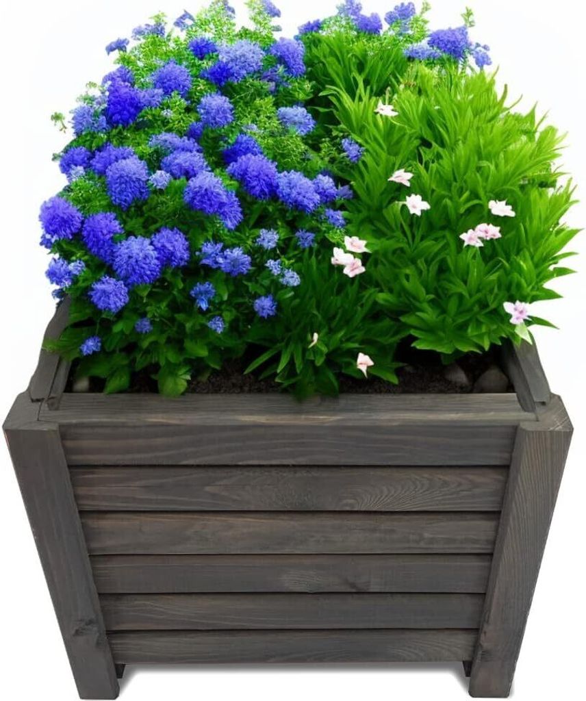 Pflanzkübel Quadratisch 38 x 38 x 30 cm (B x T x H) - Holz Blumentopf - Graphit - Pflanzkasten - Natürlicher Übertopf - Pflanztopf - Blumenkaste...