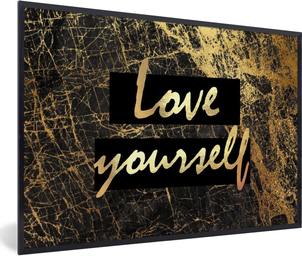 MuchoWow Gerahmtes Poster Zitate - Selbstvertrauen - Gold - Schwarz 60x40 cm - Poster mit Schwarzem Bilderrahmen Wandposter Rahmen Foto Bilder - ...