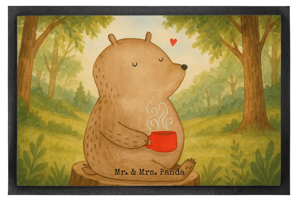 Mr. & Mrs. Panda Schmutzmatte Bär Kaffee Design 50 x 75 cm - Weiß - Geschenk, fußmatte, Fußabstreifer, Bären, Schmutzfangmatte, Schuhabstreife...