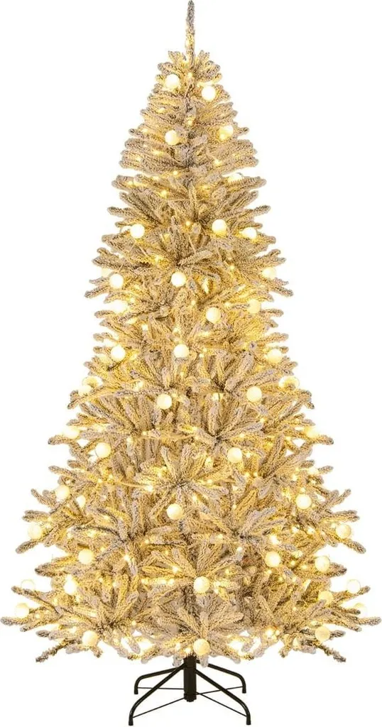 Sapin de Noël artificiel 210 cm lumineux et enneigé pour fête en famille