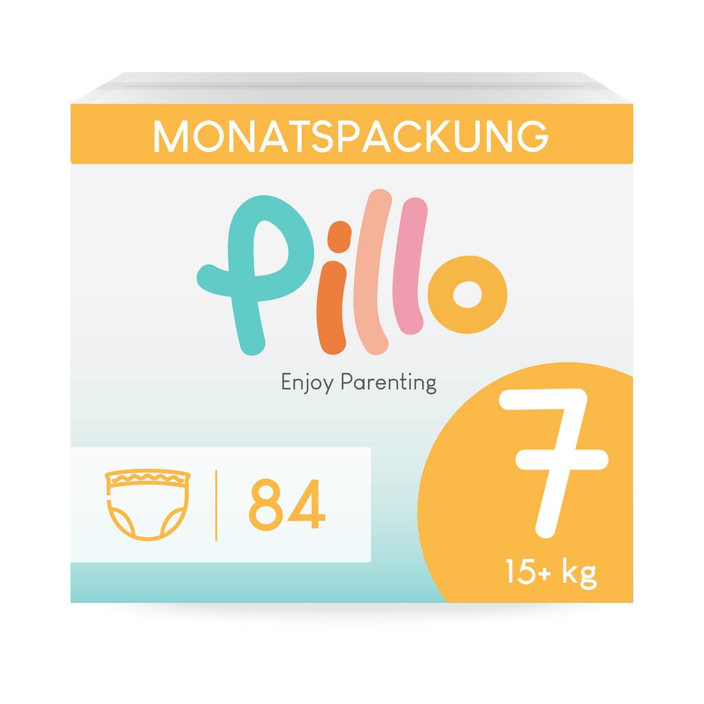 Pillo Windeln Pants 7 - Karton mit 84 Windeln Pants, 4 Packungen mit 21 Windeln Größe 7 - XXL (15+ kg) - Windel Pants, Baby Diapers