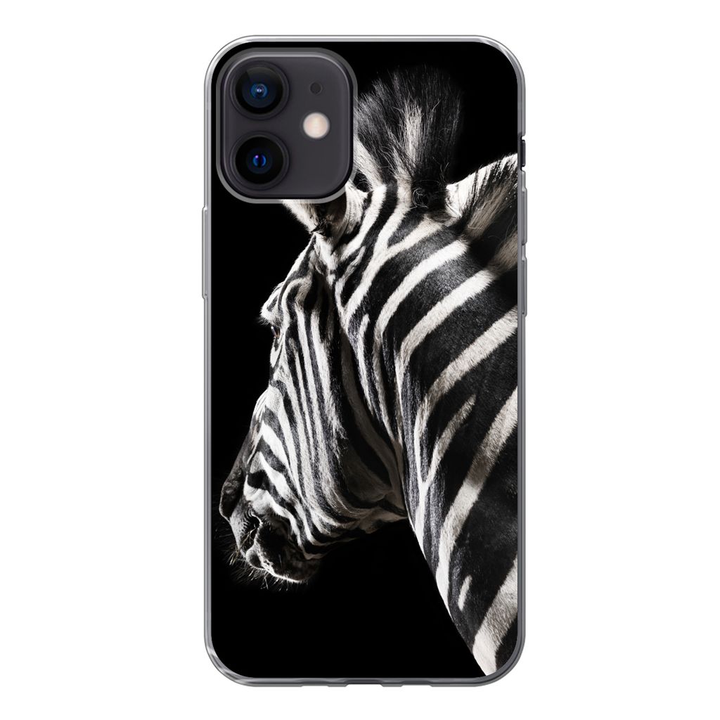 MuchoWow Handyhülle Schutzhülle Hülle für iPhone 12 Zebra - Wilde Tiere - Muster Silikon Softcase Handy Hülle - Schutzhülle