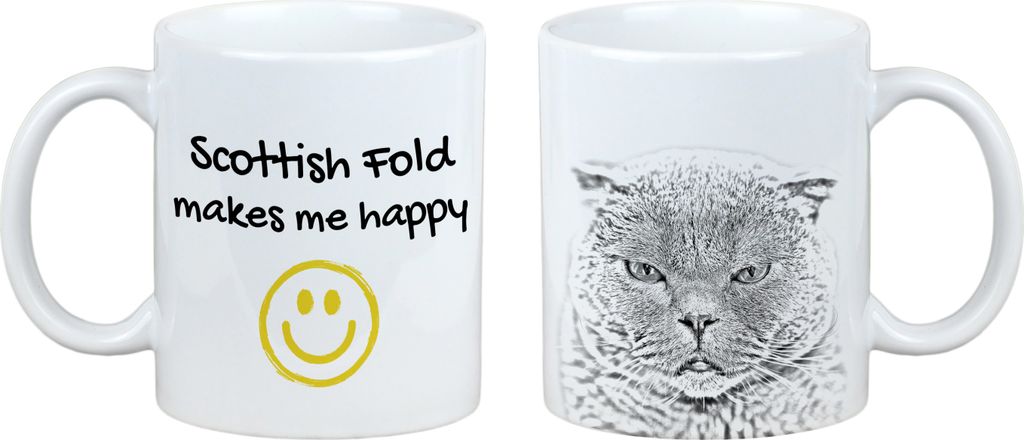 Schottische Falte - Tasse mit Katze, fröhliche Tasse für Hundefreunde, personalisiertes Geschenk der Marke Art-Dog