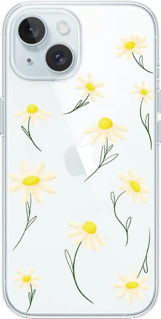 Custodia iPhone 15 Trasparente Margherita - Cover Silicone Morbido