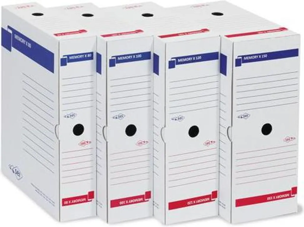 Boîte de rangement fichiers en carton SEI Rota 673208 bleu blanc rouge