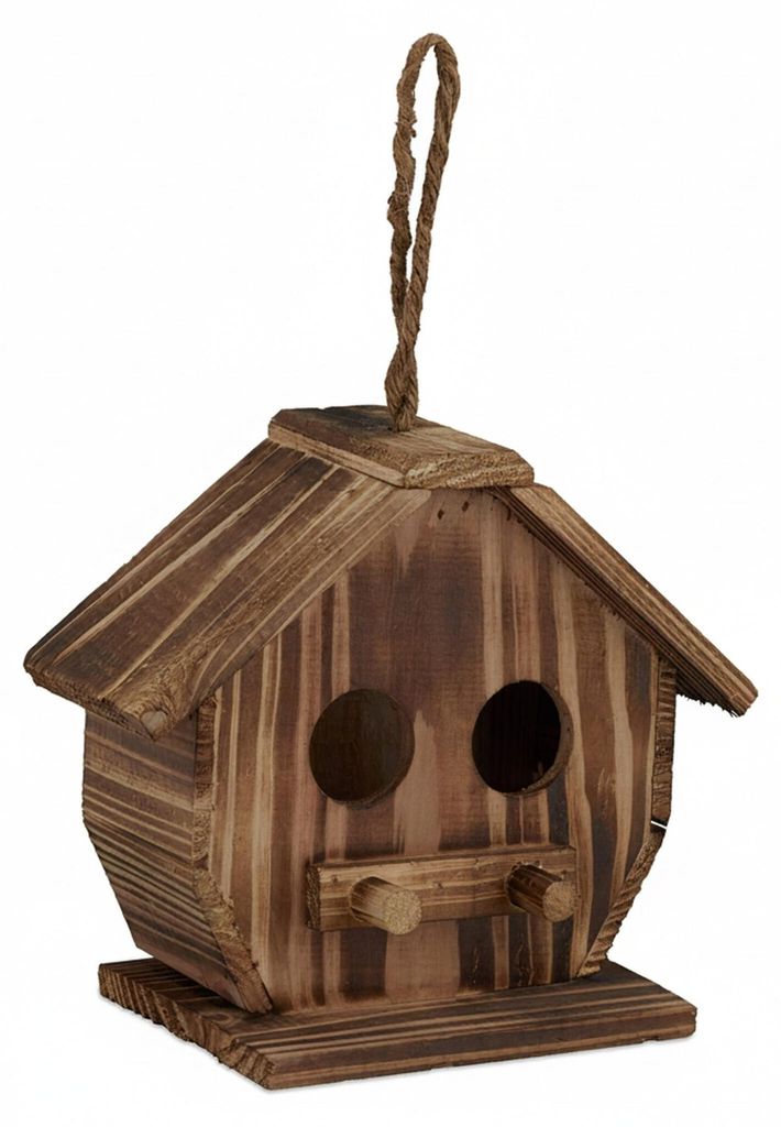 Relaxdays : nichoir décoratif, bois brûlé, à suspendre, Image du produit 