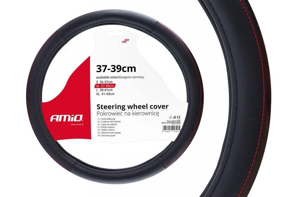 AMiO 02565 Lenkradbezug Ø37-39cm Schwarz Lenkradhülle