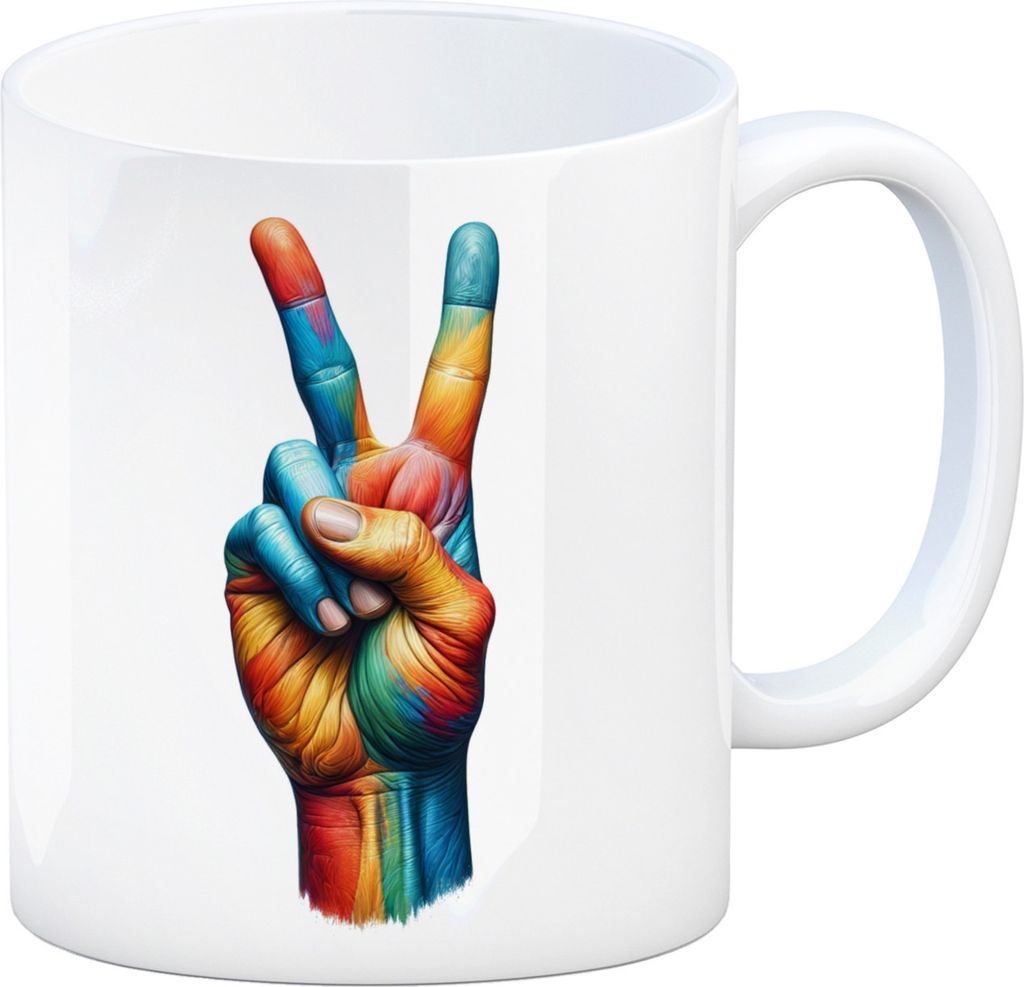 Peacezeichen in regenbogenfarben Kaffeebecher