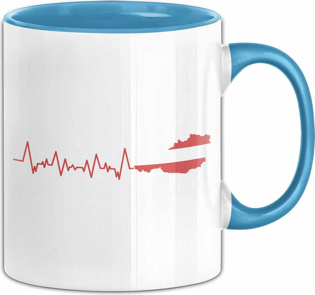 Austria Tasse Geschenk Herzschlag Österreich Heimat Alpen EKG (Blau)