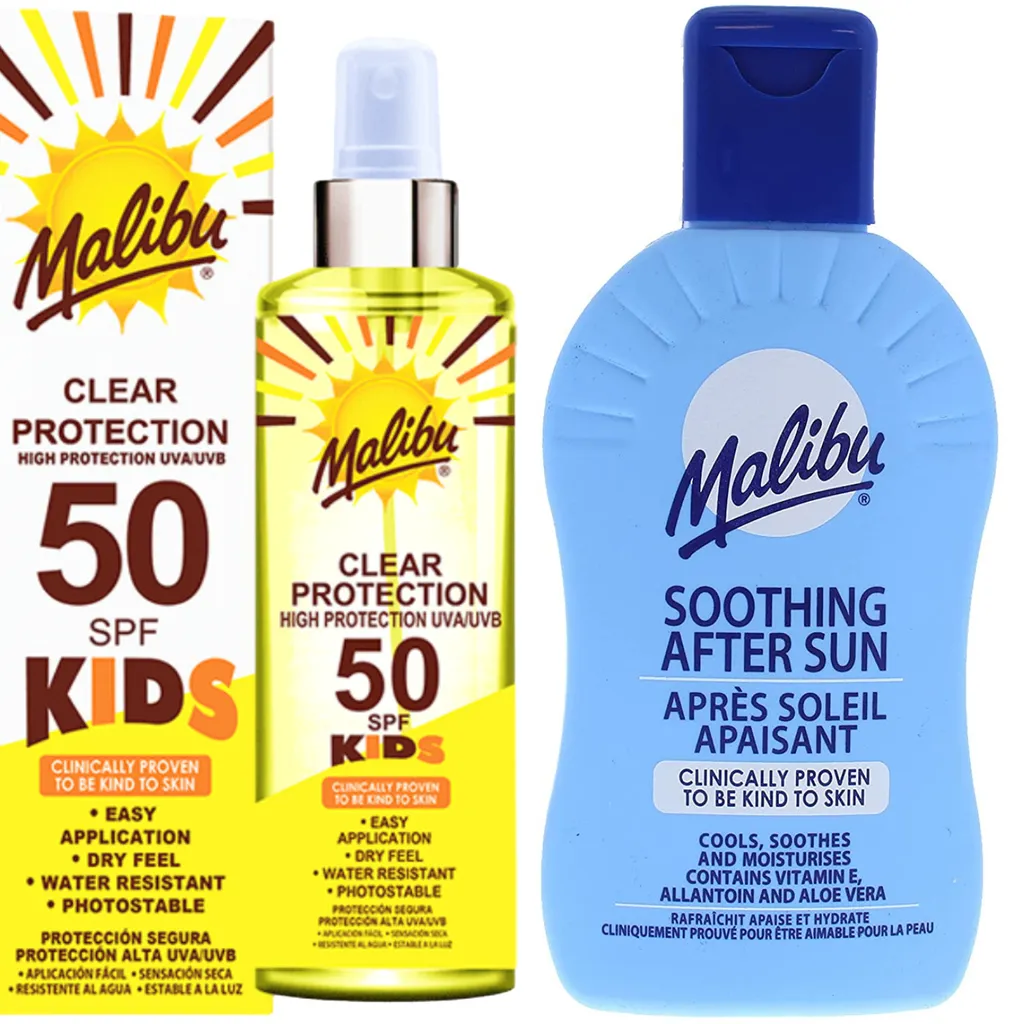 Kit Viaggio Malibu Sun Kids: Spray SPF50 e Dopo Sole Aloe Vera