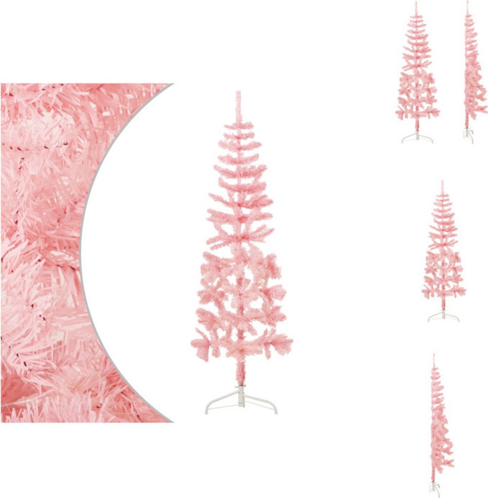vidaXL Künstlicher Halb-Weihnachtsbaum mit Ständer Schlank Rosa 180 cm - Weihnachtsbäume