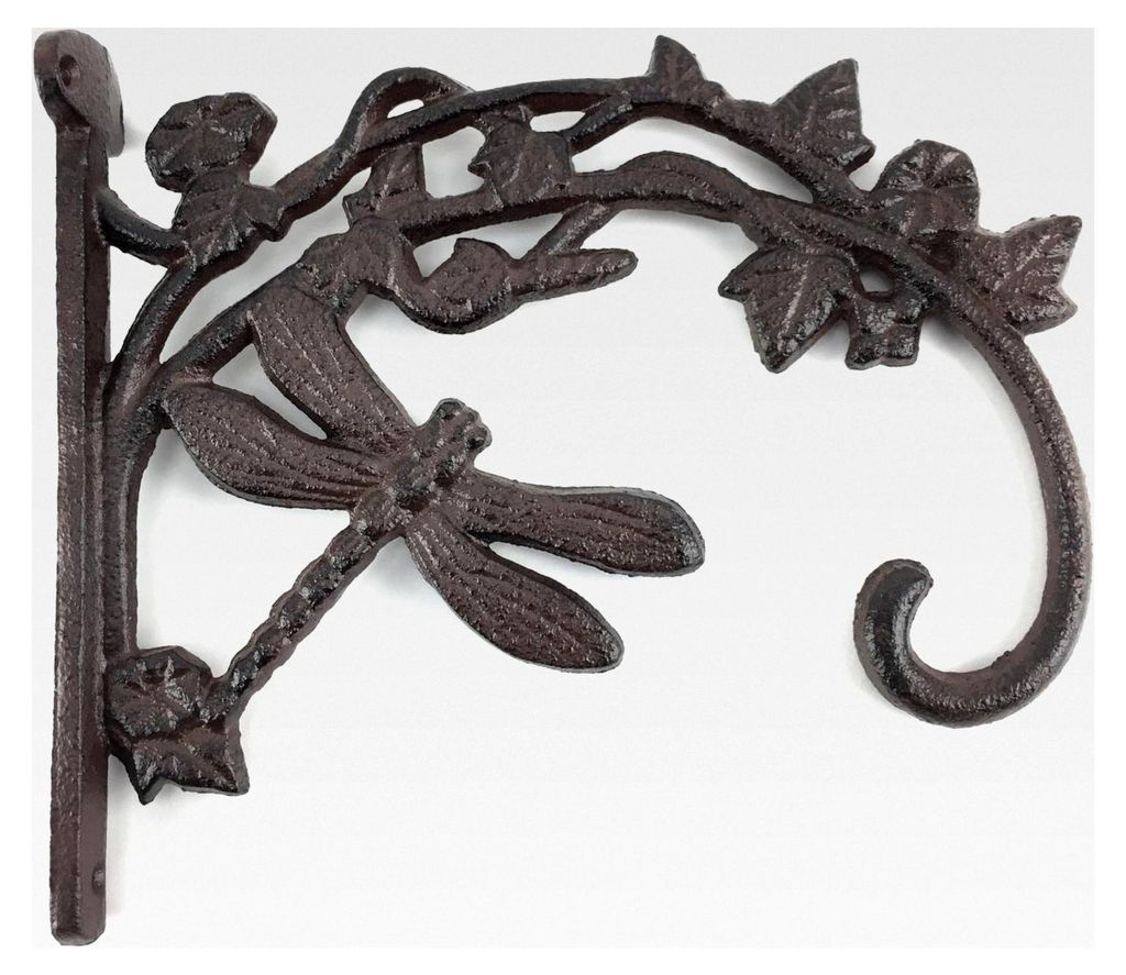 Rustikaler Wandhaken Libelle - Pflanzenhalterung für Hängetöpfe, Blumenampeln und mehr, aus Gusseisen – Länge 19,5 cm
