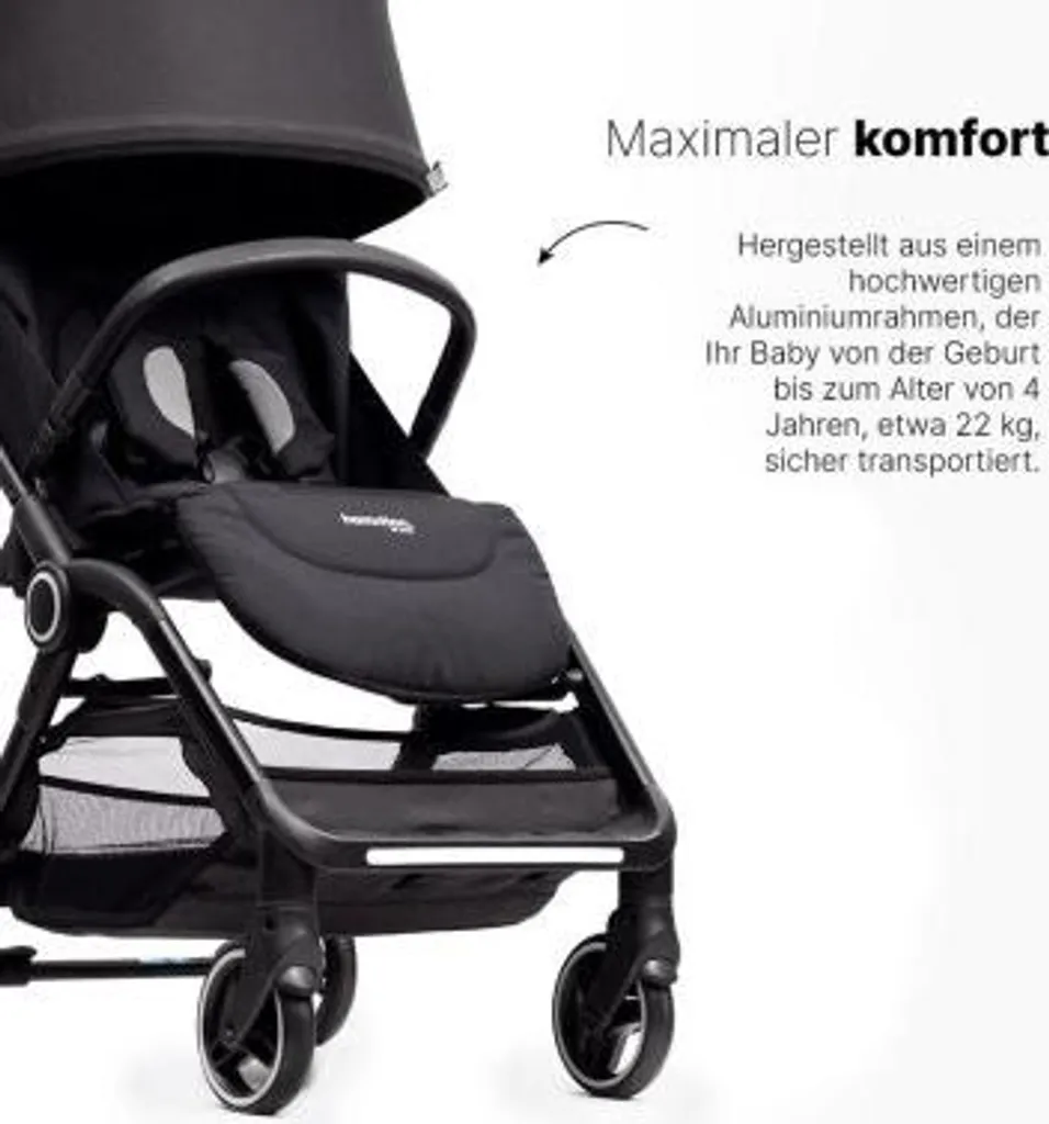 Poussette Canne Compacte Magic Fold S1 Plus Hamilton Noir pour Bébé Mobile - 9