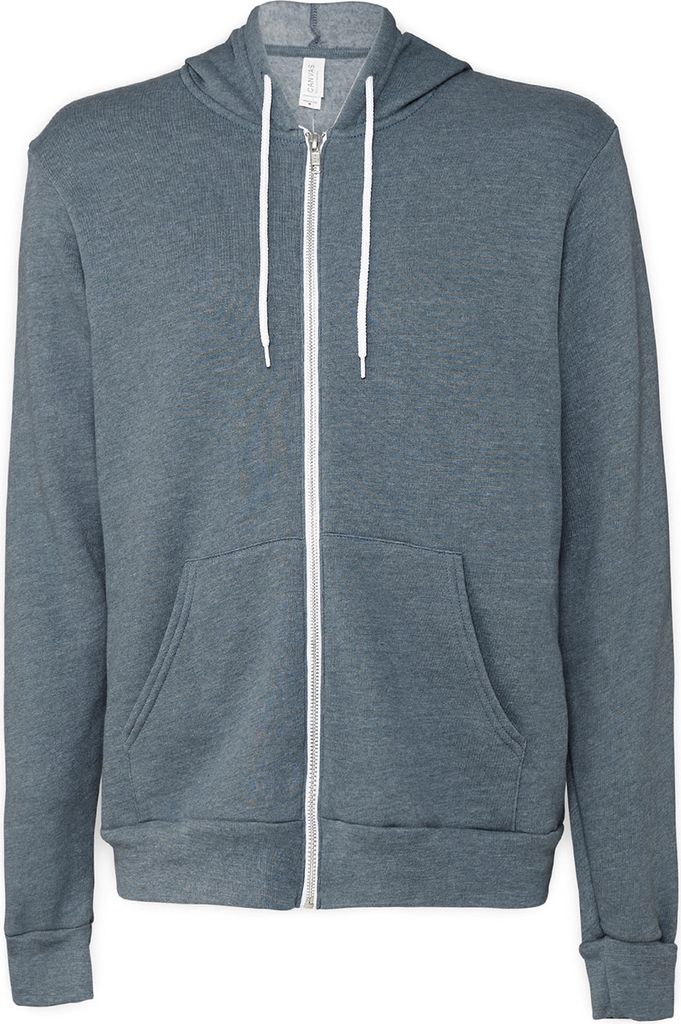 Bella + Canvas - Kapuzenpullover, Durchgehender Reißverschluss für Herren/Damen Uni RW7835 (XS) (Schiefer meliert)