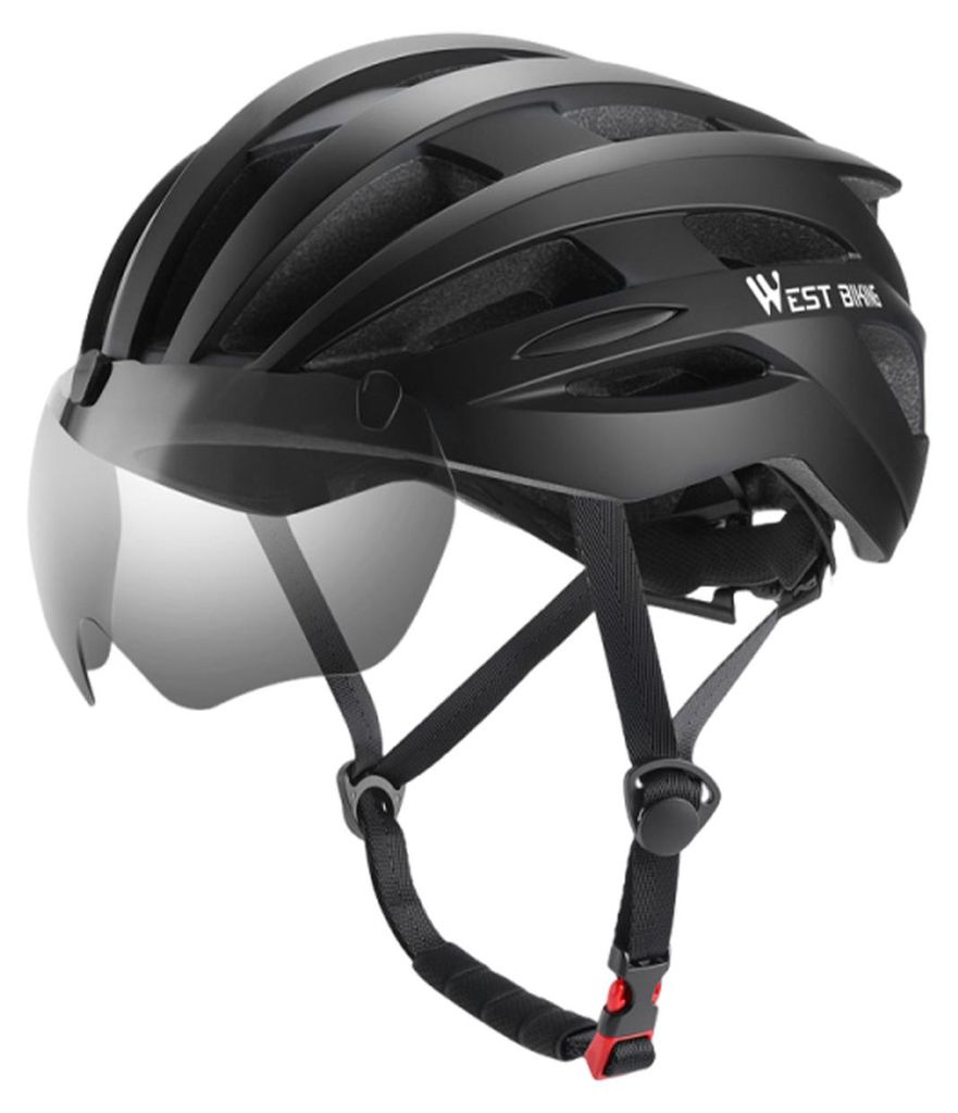 Bike Helmet with Magnetized Goggles 24 Ventilation Holes for Men Women Large Head Size 62-65cm Riding Helmet Black 62-65cm